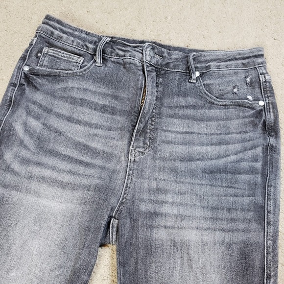 Judy Blue Jeans Womens 15/32 Gray Stretch Skinny Fit Distressed Faded Raw Hem - Picture 3 of 10